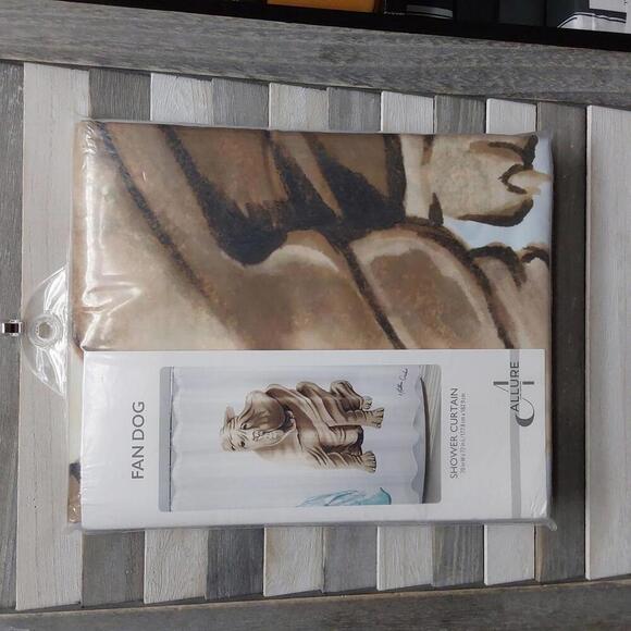 Allure Fan Dog Shower Curtain - Stylish and Unique Bathroom Decor - Picture 1 of 6